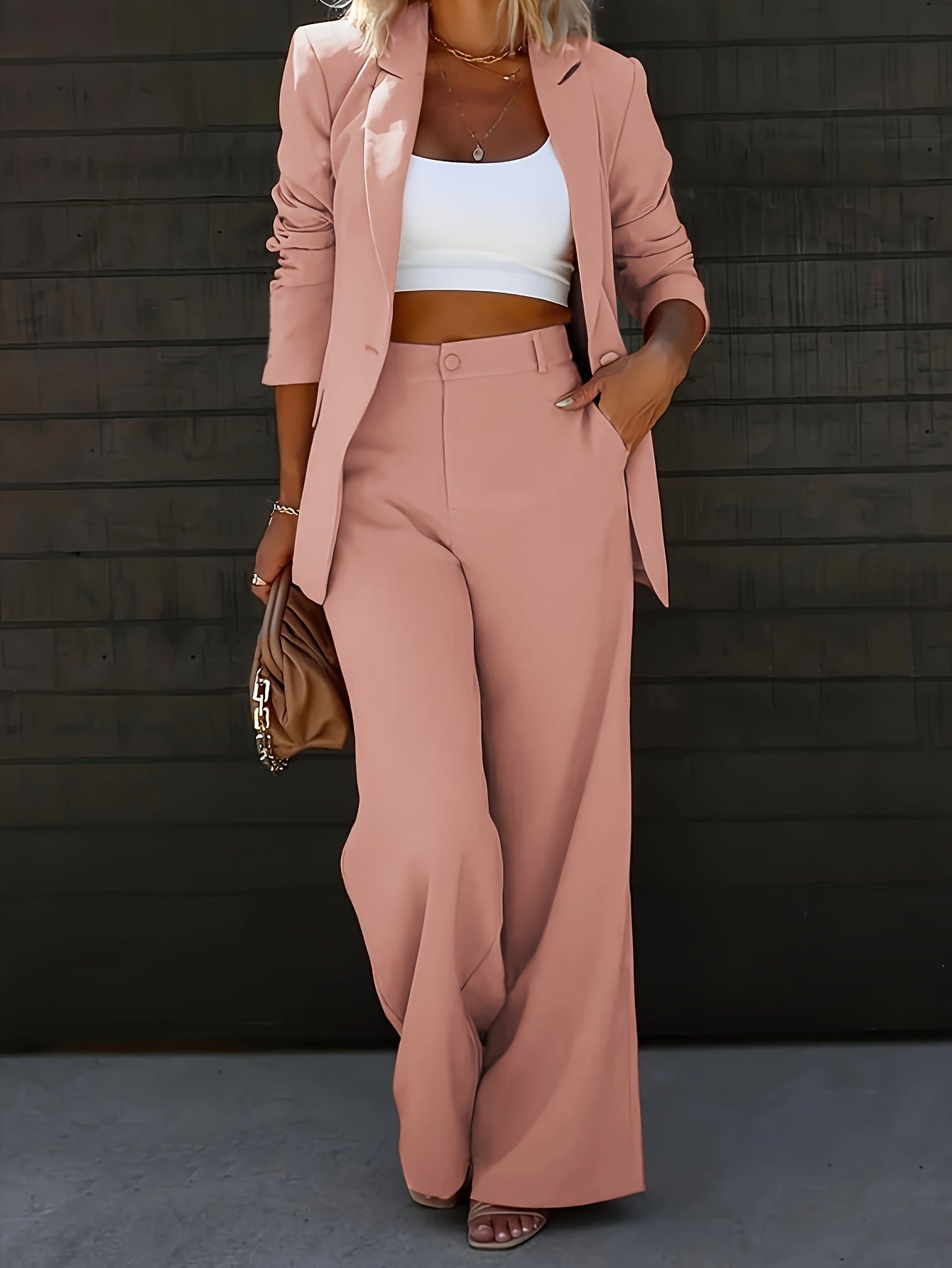 Women's Elegant Suit Pants Jacket Suit Commuting Buttoned Suit