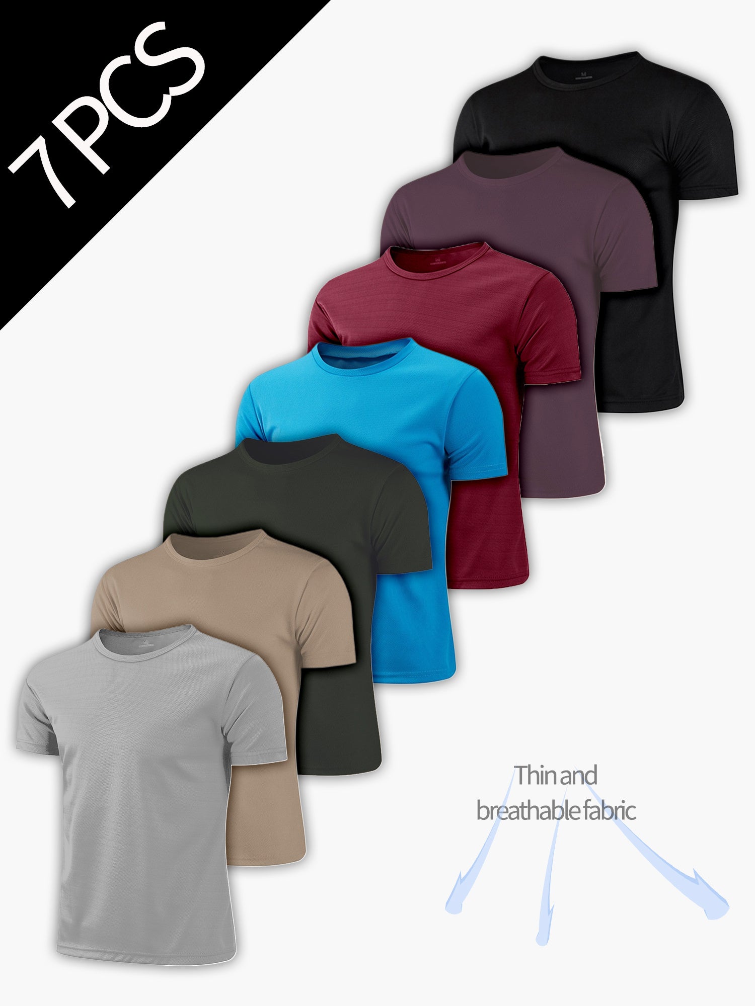 Men's 7-color mixed pack Polyester T-Shirt - product view 7