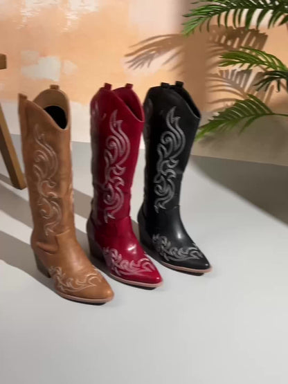 Women's Retro Embroidered Horse Riding Western Women's Boots Vacation Style Music Festival Travel Leisure Style Women's Shoes, Women Shoes