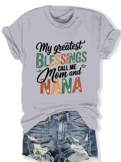 Plus Size - Plus Size - Short Sleeve Crew Neck T-Shirts for Plus Size Women (1XL-5XL) Featuring Patterns And Letter Designs, Made from Soft And Comfortable Fabric, Perfect for Festive Occasions, Making an Excellent Holiday Gift