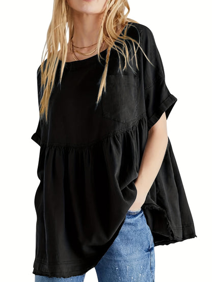 Women's Beige Oversized Short-Sleeve Shirt - product view 21