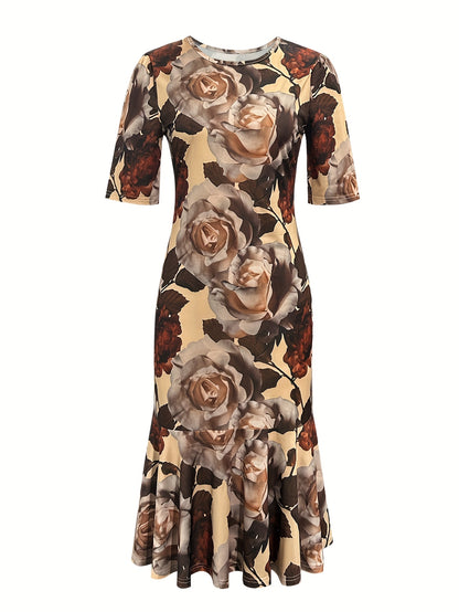 Summer New Retro Versatile Fashion Floral Print Women'S Dress