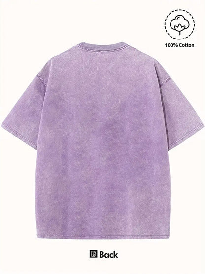Color Letter Printed Joyful Face Pattern GOD IS GOOD ALL THE TIME Short-sleeved T-shirt Men's and Women's Loose Casual Trendy Tops, Old Washed Cotton Double-sided Casual Tops, Suitable for Holidays, Going Out, Home, Outdoor, Gift Giving and Other