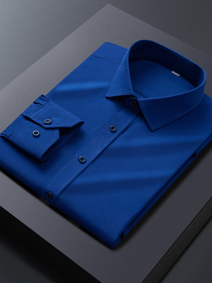 Men'S Long-Sleeve Button-Up Shirt Suitable for Semi-Formal Occasions in Spring And Summer Business Settings