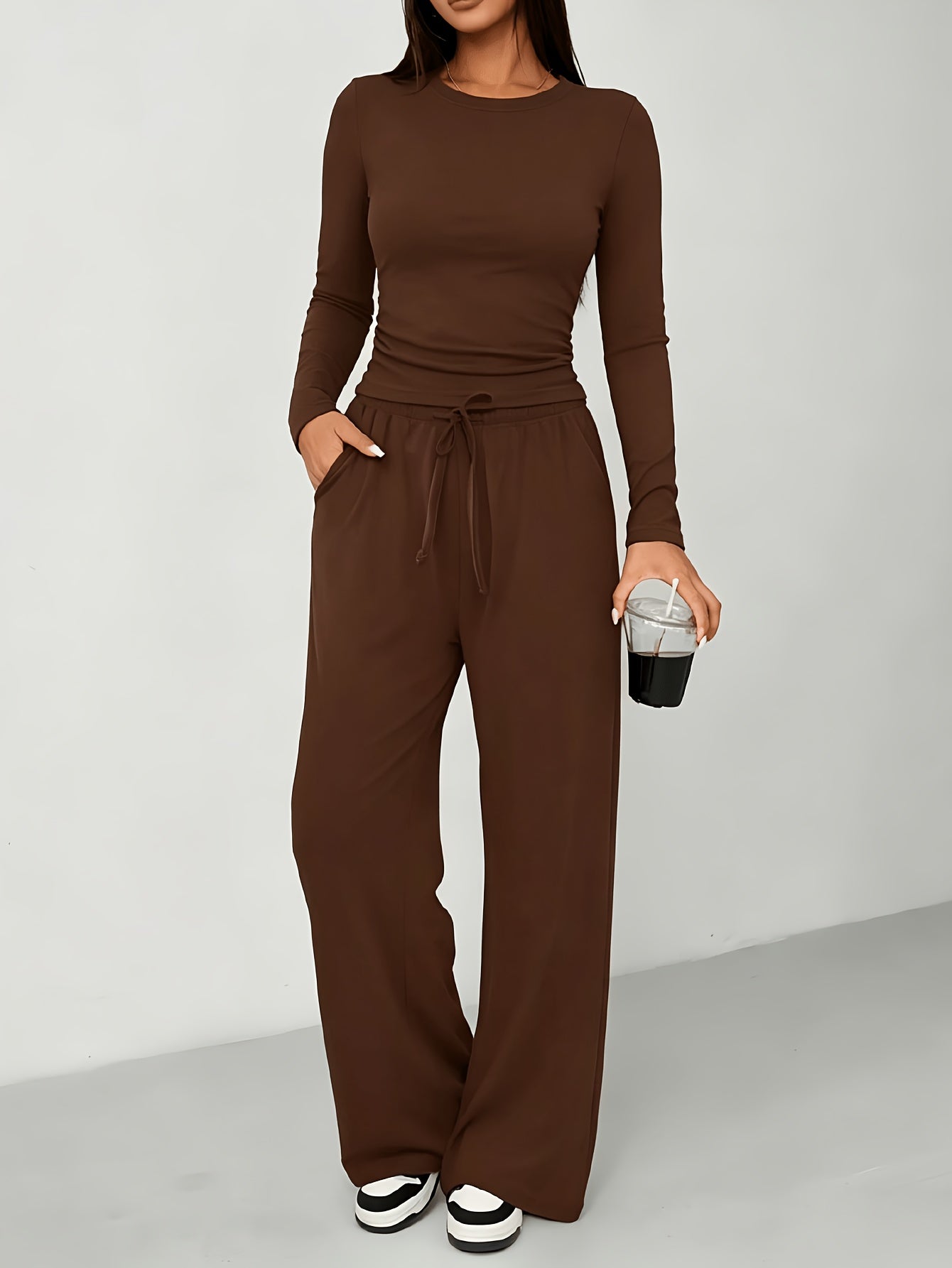 2026 [Elegant Direction]Relaxed And Sophisticated Fashion Casual Outfit, Pants + Fitted Long Sleeves