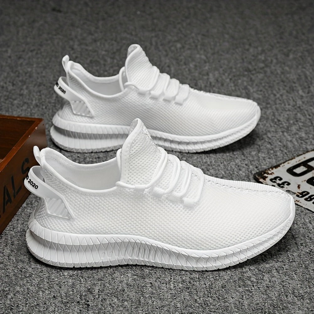 Men's Lightweight Low-Top Sports Shoes - Breathable Fabric and Rubber Sole