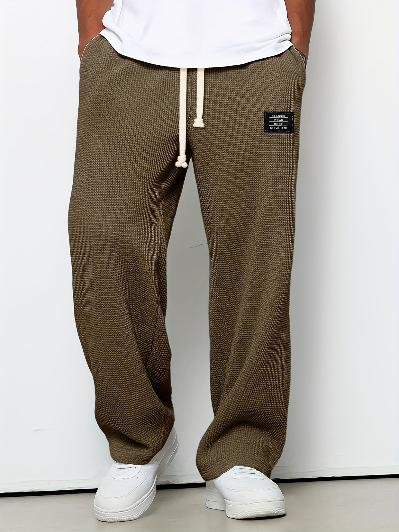 Men's Loose-Fit Wide-Leg & Straight-Leg Sweatpants - Elastic Straight-Leg Trousers with Wide Base, Adjustable Waist, Solid Color Casual Pants Suitable for Spring/Autumn, Machine Washable for Gym,, Casual Attire