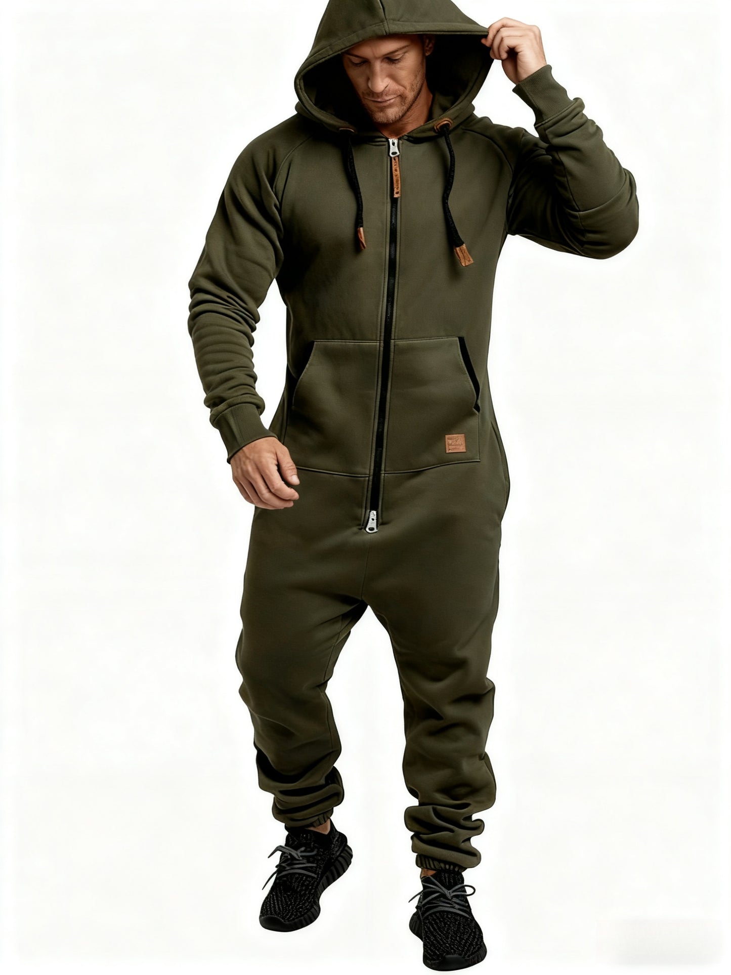 Autumn And Winter New Men's Hooded Jumpsuit, Pure Color Matching Fashionable Casual Jumpsuit, Coveralls, Essential for Home And Out, Is A Good Gift for People, Enjoy Discounts