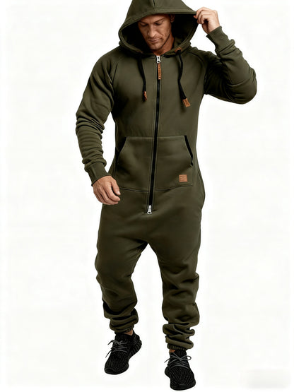 Autumn And Winter New Men's Hooded Jumpsuit, Pure Color Matching Fashionable Casual Jumpsuit, Coveralls, Essential for Home And Out, Is A Good Gift for People, Enjoy Discounts