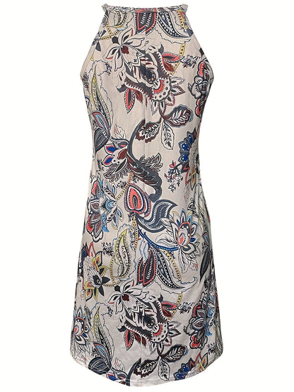 New Fashion Holiday Ethnic Style Printed Neck-Hanging Dress