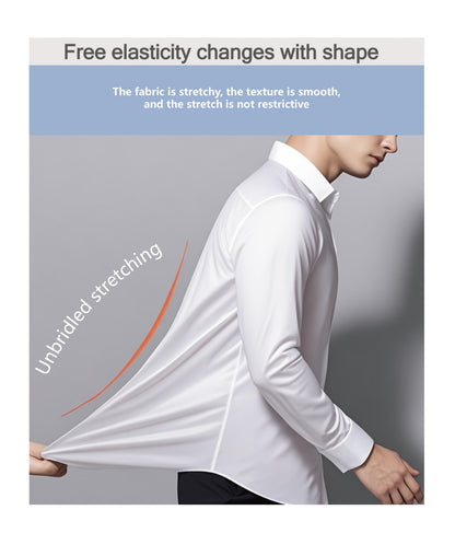 Men's Slim Fit Muscle Shirt - Stretch Polyester Blend Long Sleeve for Body Contouring | Glossy Solid Color Workout & Casual Shirt | Spring/Fall Gym-to-Street Wear (Hand Wash)