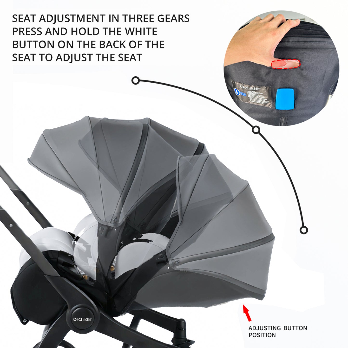 Cochildor Foldable Stroller Portable Travel Carriage with Bidirectional Push (Front/Reverse), Adjustable Canopy & Lightweight - Foldable for Airplane, Public Transport - Newborn Stroller, Frame