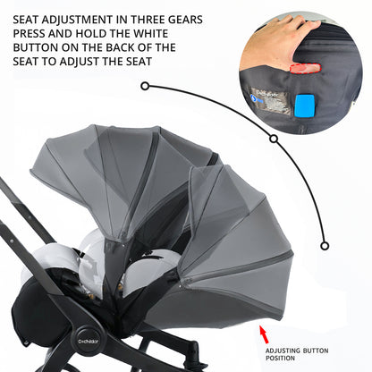 Cochildor Foldable Stroller Portable Travel Carriage with Bidirectional Push (Front/Reverse), Adjustable Canopy & Lightweight - Foldable for Airplane, Public Transport - Newborn Stroller, Frame