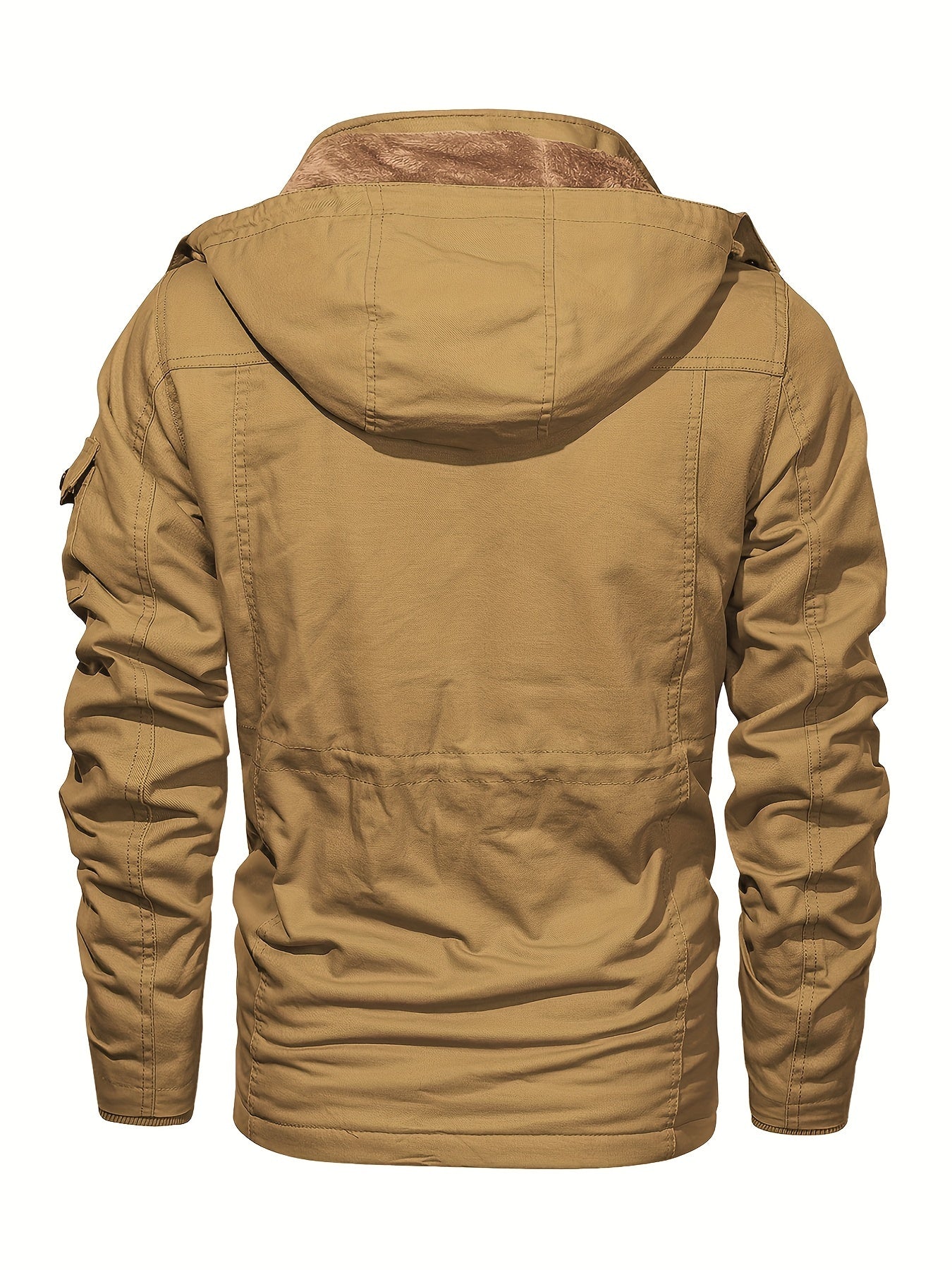 Men'S Jackets Fleece Lined Work Coats Warm Cargo Jackets with Hood