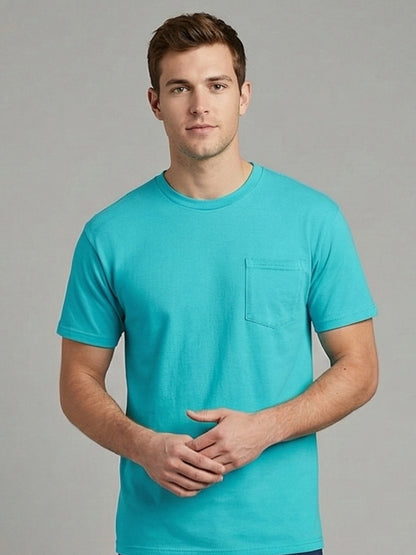5pcs Men Unisex 100 Cotton Pocket T Shirts Short Sleeve Crew Neck Loose Fit Solid - product view 38