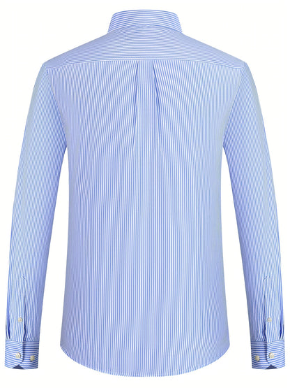 Men'S Long Sleeve Shirt with Classic Stripes, Ideal for Business Formal Events, Perfect Gift for Him