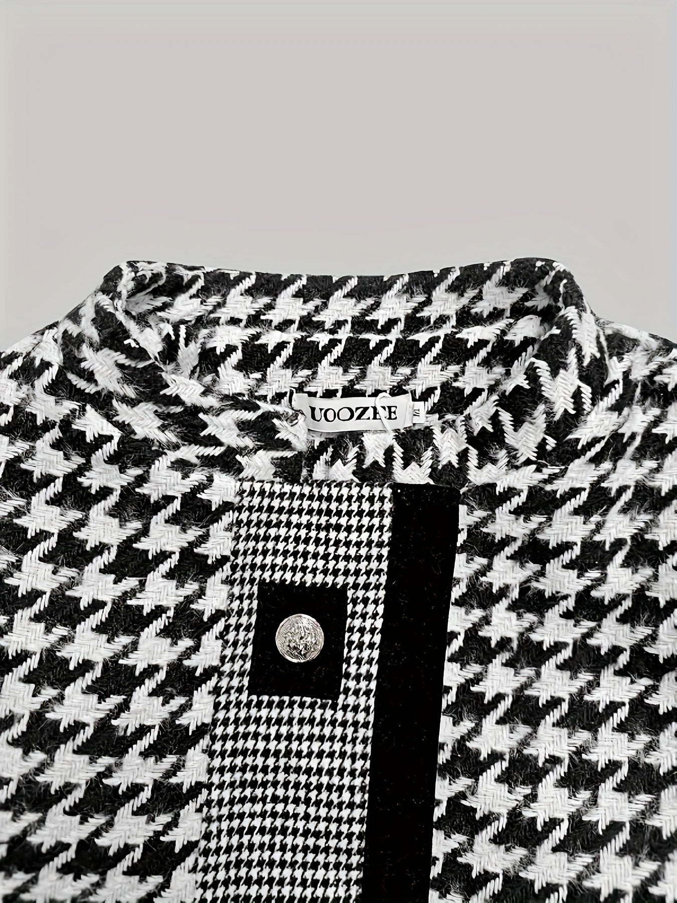 Women's Houndstooth Outerwears & Jacket Stand Collar Long Sleeves Autumn Winter Fall Clothes 2024 Women Classics Coat