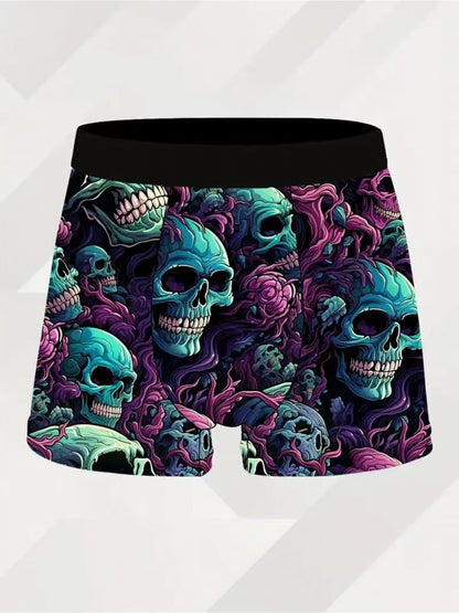 8pcs Men's Graffiti and Game Controller Boxer Briefs- Breathable Quick-Dry Polyester Fiber, Medium Elasticity, Random Camouflage Print for Home, Swimming, and Casual Wear, Playful Pattern Boxer Briefs|Comfortable and Well-fitting Boxer Shorts