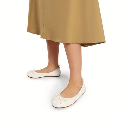 Women's Flats, Bowknot Ballet Flats For Women, Foldable Round Toe Soft Comfort Light Weight Slip-On Dress Shoes Gift For Mom Women