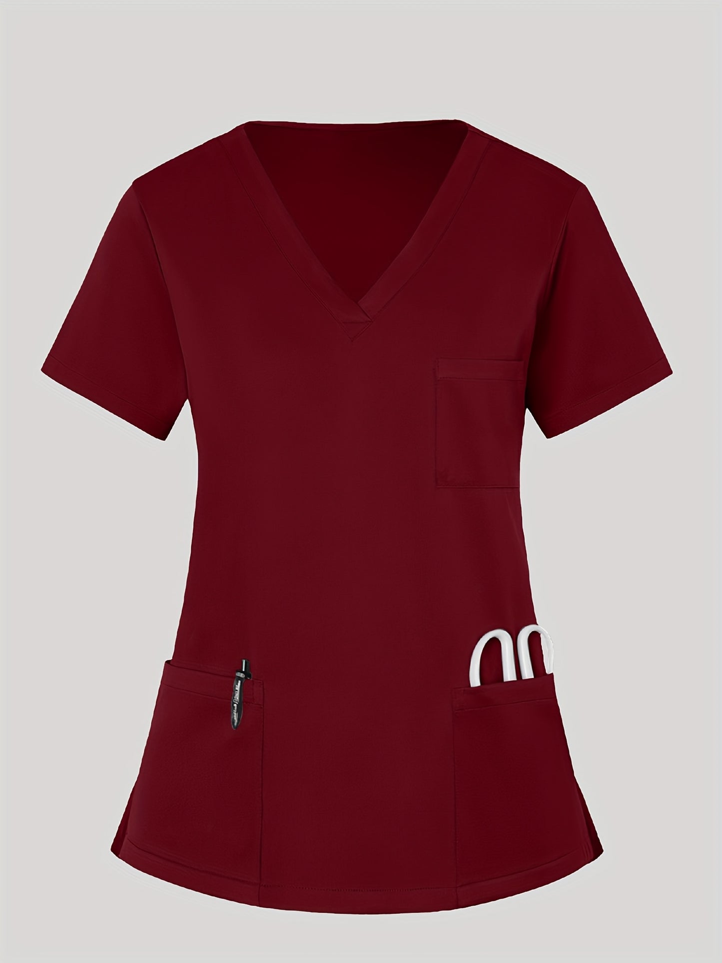 2pcs Set Of Women's V-neck Matte Breathable S Uniform Pocket Hand Washing Work Clothes Brush Hand Clothes Tying Feet Pants Set