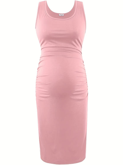 Women's Maternity Dresses for Daily Baby Shower Photography Short Sleeve Sleeveless Tank Dresses Side Ruching