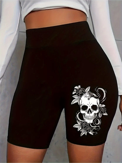 Women'S High-Waisted Casual Shorts with Artistic And Fashionable Prints - Machine Washable, Black, Comfortable for Daily Use | Fashionable Design | Comfortable Fit