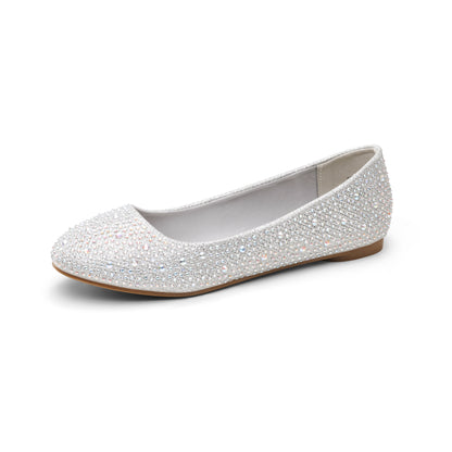Women's Flat Sole-Shine Rhinestone Classic Ballet Flats Shoes Comfortable Elegant Fashion Shoes for Women 1/2 SIZE