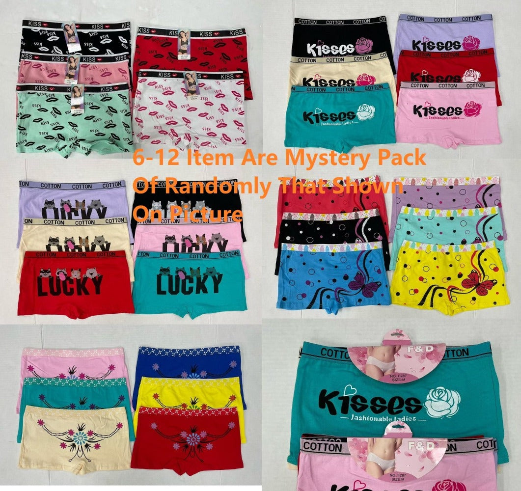 12-Pack Women's Cotton Boyshort Panties - Soft Breathable Assorted Colors