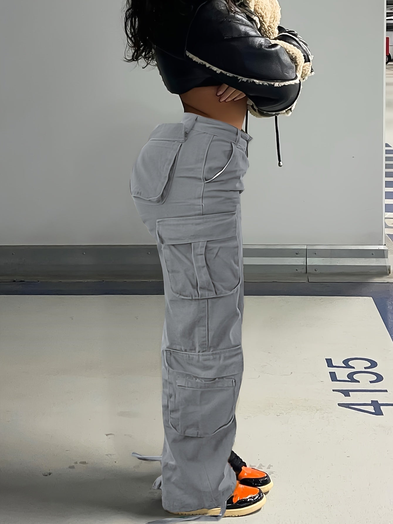 Street Hip-Hop Style Low Waist Multi Pocket Workwear Casual Denim Workwear Pants