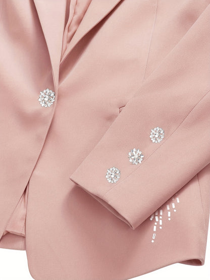 Orientation Models Women'S Casual Two-piece Set Fashion Business Style Solid Colour Hot Diamond Blazer Trousers Set