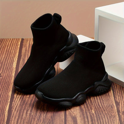2025 Spring And Autumn Season New High Top Socks And Shoes For Boys And Girls' Daily Wear, Convenient, Fast, Comfortable, Soft And Breathable Inside, Suitable For Campus Life And Running