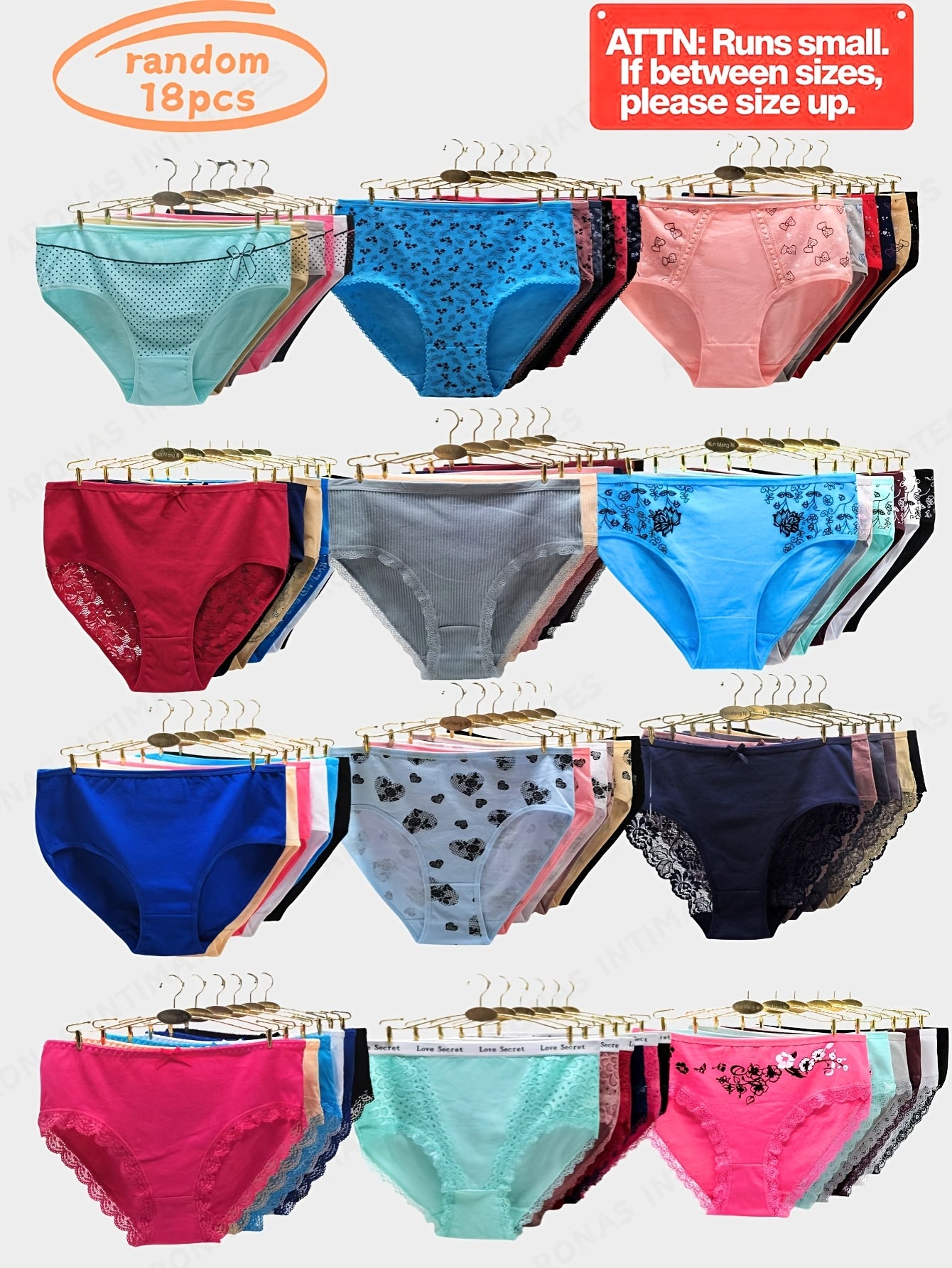 18pcs/ Pack Randomly Assorted Lace Women's Plus Size Panties