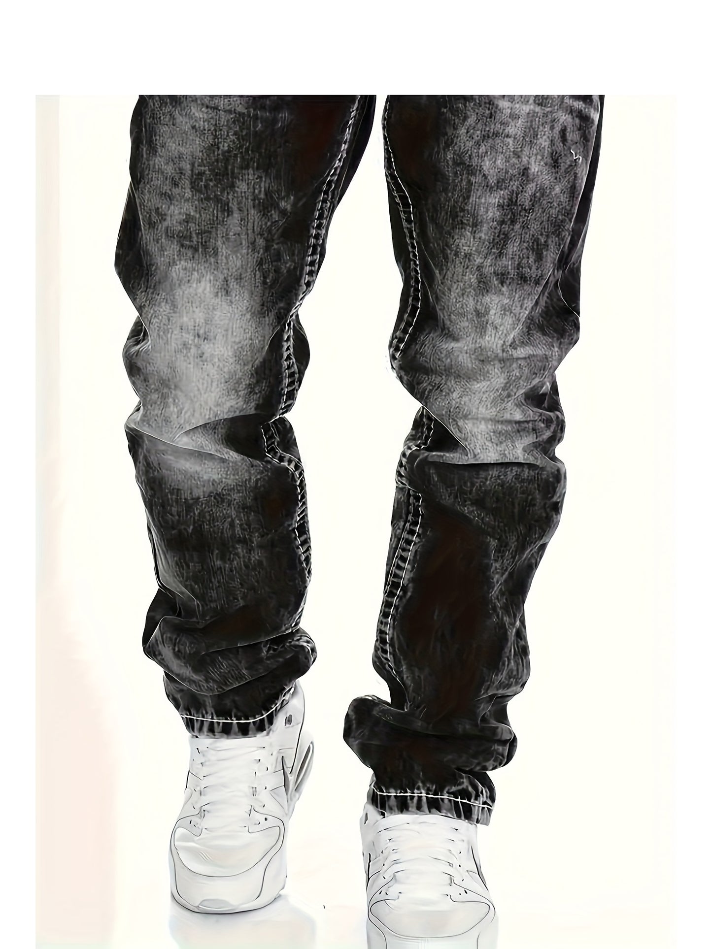 2026 American Snowflake Washed Men's Jeans, Fashionable and Versatile Straight Pants, Elastic Jeans Suitable for All Seasons, Game Day Fan Gear for Soccer and All Fans