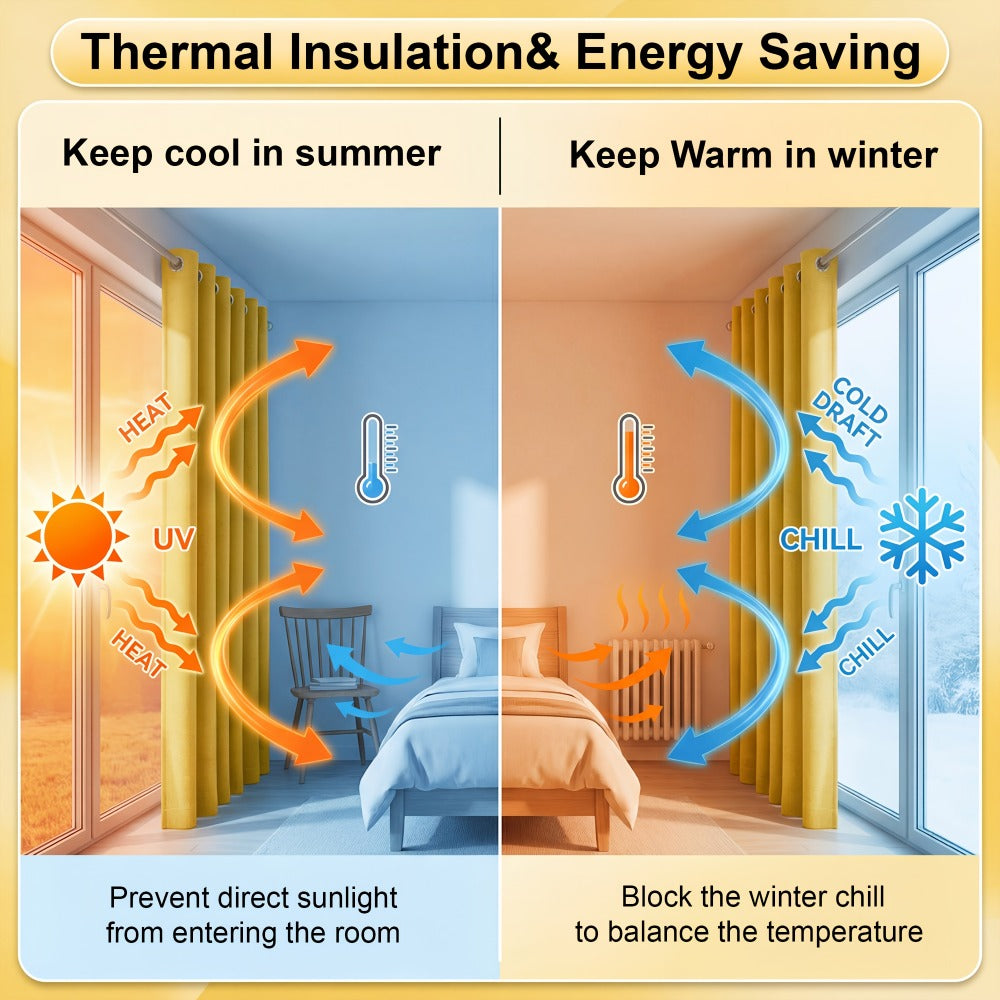 4-Piece Blackout Curtain Panels - Thermal Lining for Bedroom Privacy