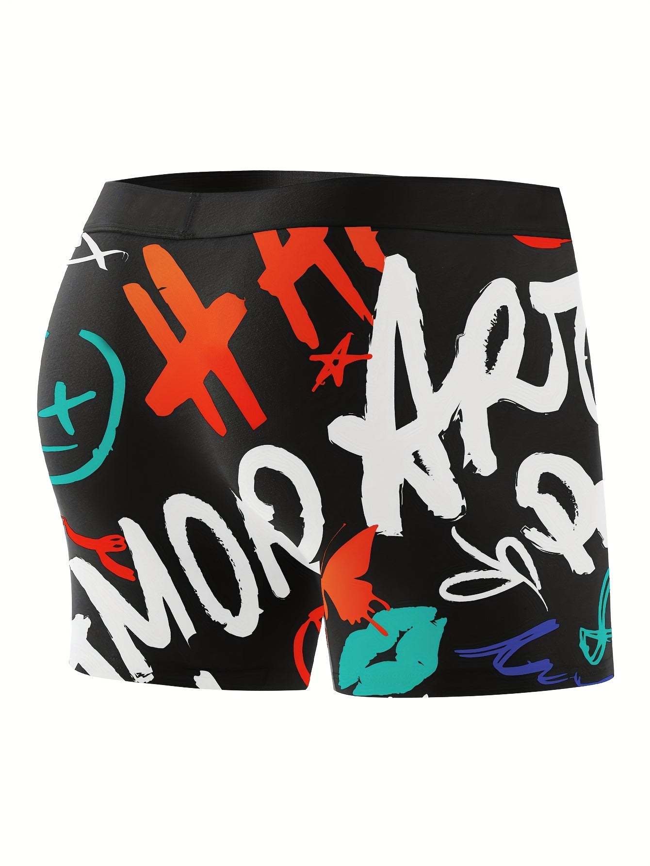 Set of 10 Men'S Boxer Briefs Featuring a Long Cut, Stylish Graffiti Design, Made from Stretchy Elastane Material, Perfect for Casual Athletic Use for Young Individuals