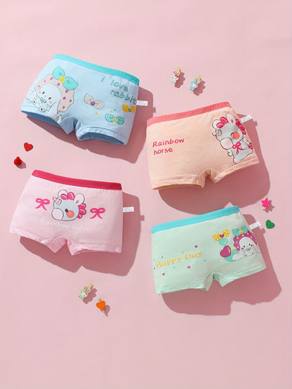 Random 12pcs/Pc Girls Boxers Underwear Cute Cartoon Pattern Elastic Comfortable Breathable Girls Panty