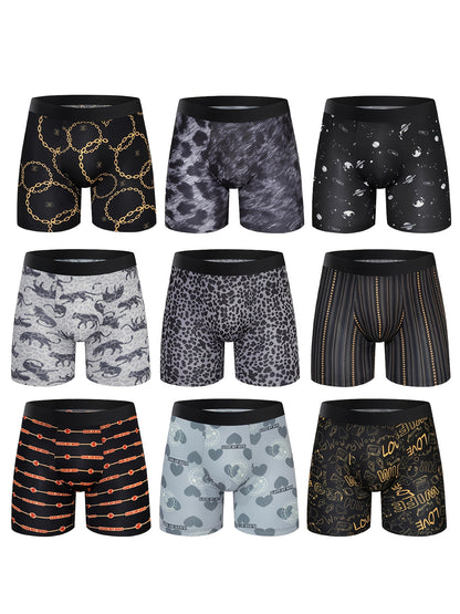6pcs Random Men'S Comfortable Slim Shaping Underwear - Breathable, Elastic, Quick Drying, Elastic Waistband, Suitable for Spring Sports, Sports, And Casual Wear - Long Boxer Underwear - Soft, Lightweight, And Moisture Absorbing
