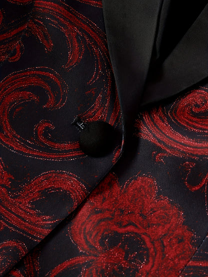 Urban Elegance Paisley Pattern Printed And Stain Stitching Blazer