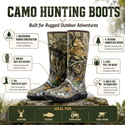 Sneakers, New Upgraded High-quality High Quality Insulated Camouflage Hunting And Fishing Boots, 6mm Neoprene Hunting And Fishing Boots. Durable And Warm Comfortable Outdoor Boots, Suitable for Hunting, Fishing, Hiking, And Outdoor Adventures.