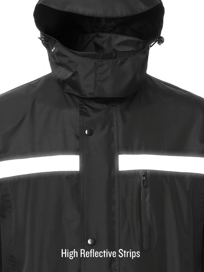 Men's Rain Suit High Visibility Reflective Work Rain Jacket Pants For All Sport Farm Fishing Motorcycle