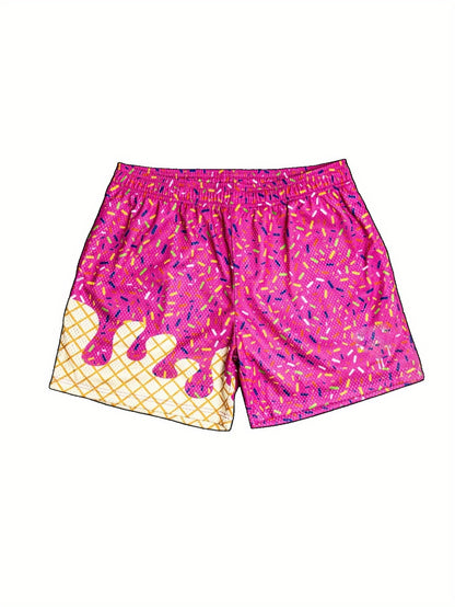 Baseball Ice Cream Teen Shorts Teenager'S Paisley Graphic Shorts Sports Basketball Headscarf Shorts Running Street Y2K Side Pull Belt for Outdoor, for Teenager, For Teenager