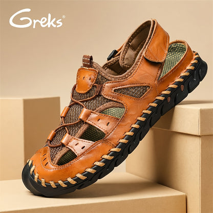GREKS Men's Closed Toe Sandals Summer Outdoor Hiking Shoes Lightweight Walking Sandals for Beach, Travel, And Daily Wear