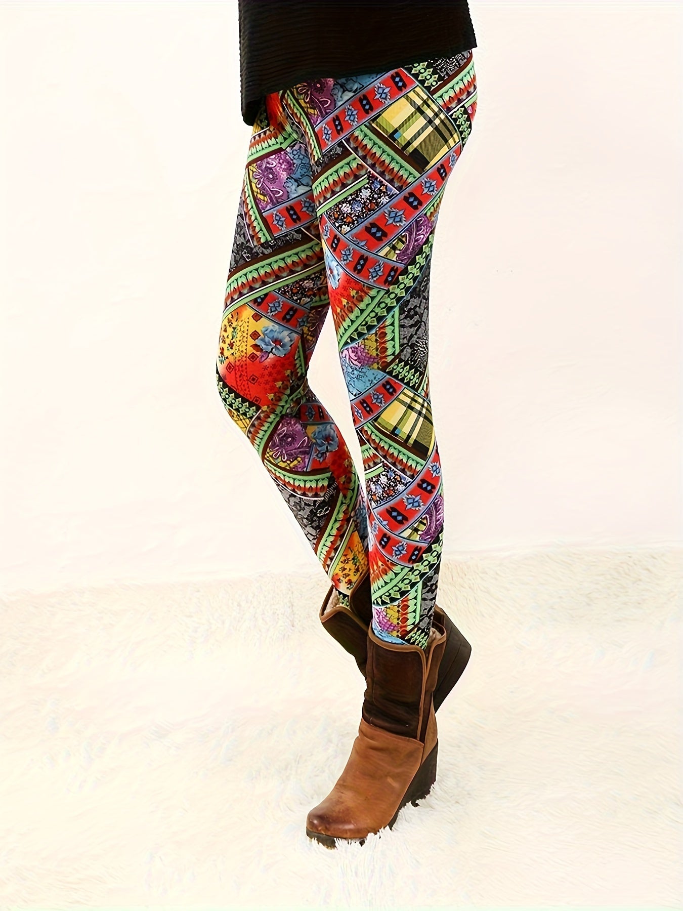 Fashion Printed Leggings For Women No See Through High Stretch Super Soft Leggings Regular