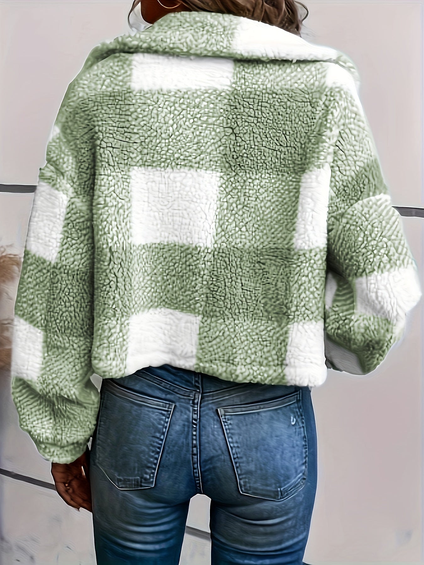 Autumn And Winter Orientation, Fashion Color Checkered Lamb Coat