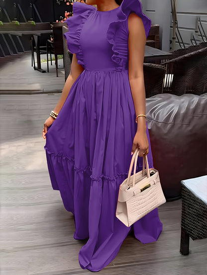 Fashionable Round Neck Waist-Hugging Dress