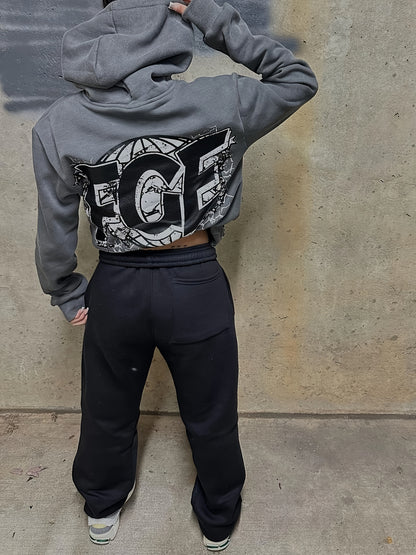 Stylish Hip-Hop Casual Outfit for Women - Long Sleeve Hoodie And Joggers with Drawstring, Featuring Allover Print, Washable in Machine