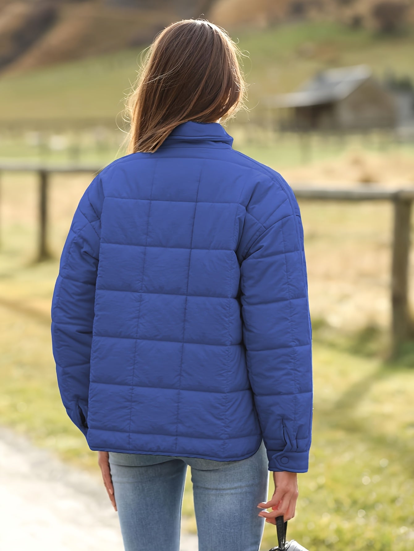 Buoniyk Women's Oversized Splice Quilted Lightweight Puffer Jacket Casual Padded Coat