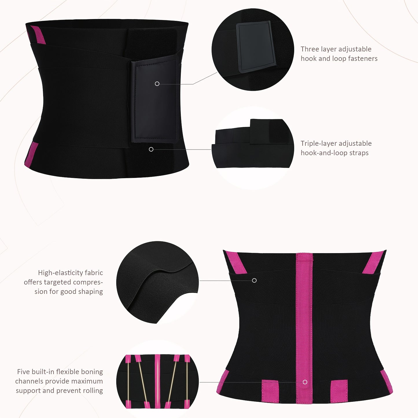 Women's Sauna High Compression Tummy Control Waist Trainer, with Triple-layer Adjustable Hook&loop Straps And High-elastic Fabric, Perfect Choice for Working Out Wearing