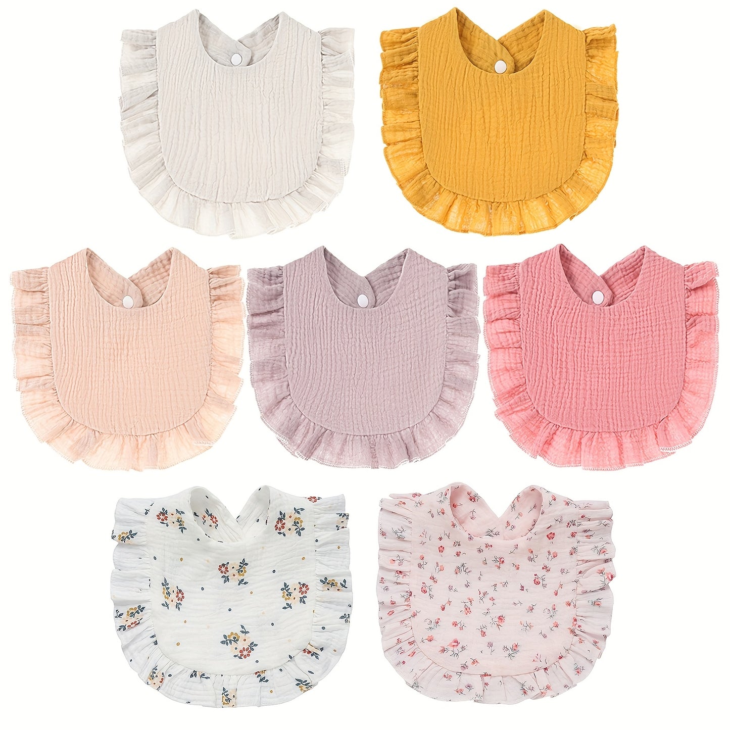 Baby Bib - 7-pack Adjustable Muslin Soft