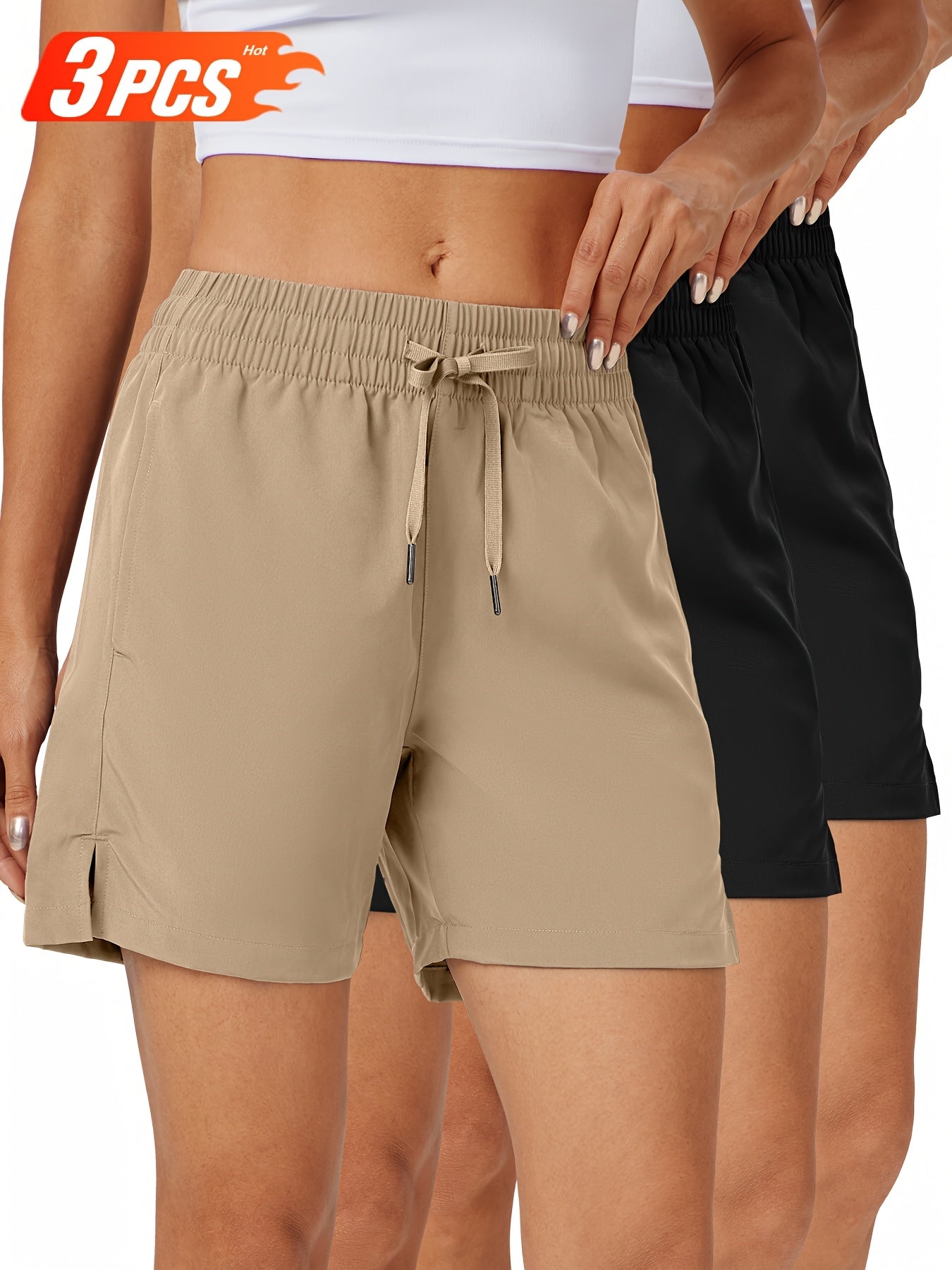 3pcs 5" Womens Shorts Basic Shorts Lightweight Quick Dry Workout Shorts with Pockets